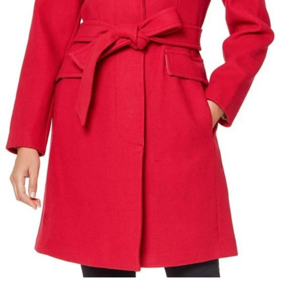 KATE SPADE NEW YORK - Women's Belted Wrap Coat, Bright Red, X-Large - Picture 2 of 10